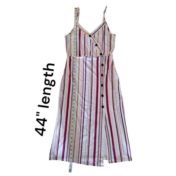 TMG Colorful Striped on White Sleeveless Midi Dress Large NWOT - Picture 6 of 13